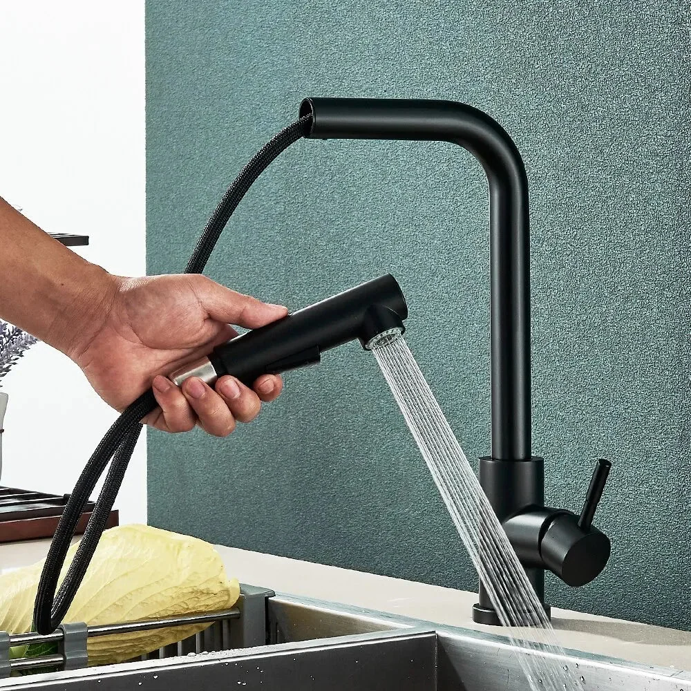 Torneira gourmet flexível de aço inox com misturador quente e frio