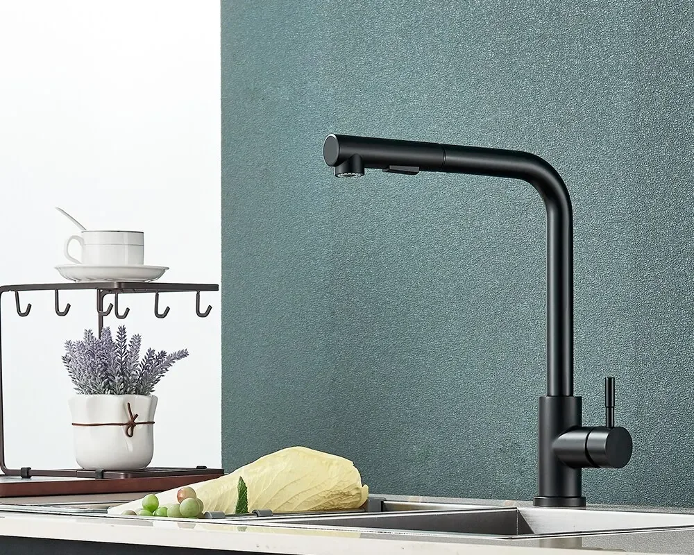 Torneira gourmet flexível de aço inox com misturador quente e frio