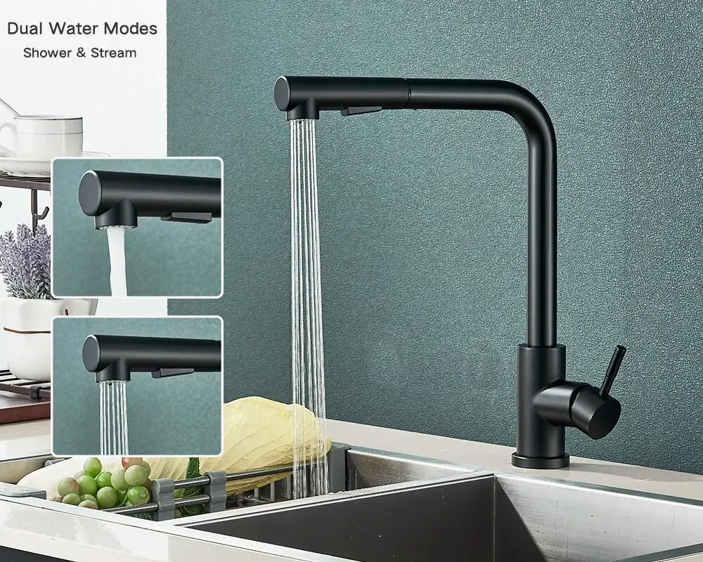 Torneira gourmet flexível de aço inox com misturador quente e frio