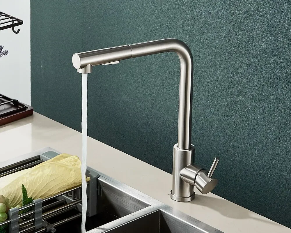 Torneira gourmet flexível de aço inox com misturador quente e frio