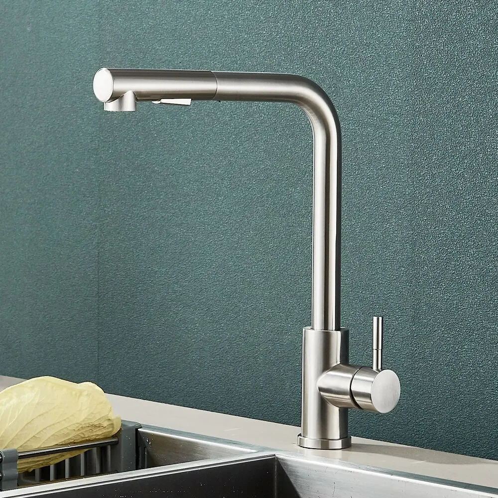 Torneira gourmet flexível de aço inox com misturador quente e frio