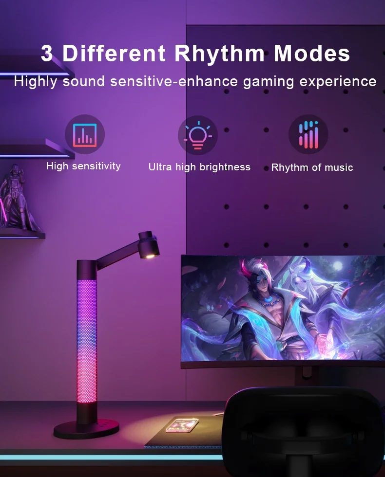 Luminária de Mesa Articulada Controle Smart PVC