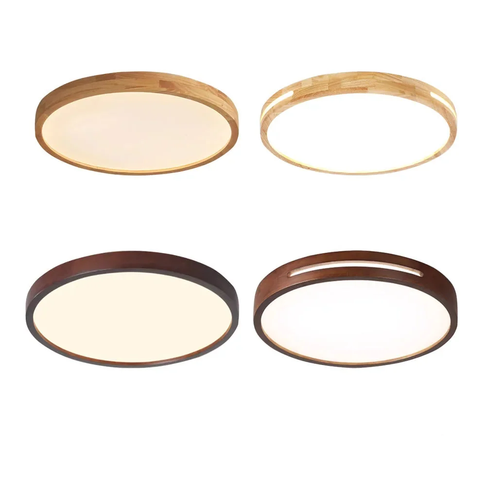Lustre Plafon de Madeira Slim com LED Integrado Bivolt - Design Moderno