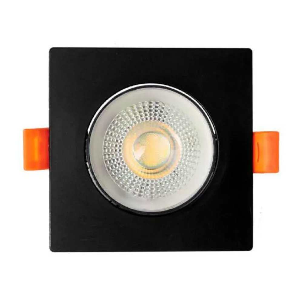 Spot LED Quadrado Embutir Preto 5W Bivolt - Luz Quente 3000K