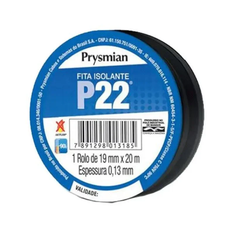 Fita Isolante Antichama Premium Preto 19mm x 20m