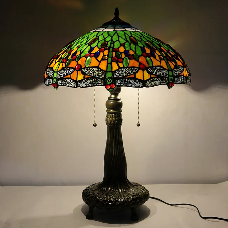 Abajur de Mesa Tiffany 18" Libélula — Vitral Artesanal