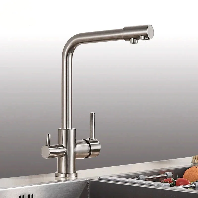 Torneira Monocomando Gourmet para Cozinha e Filtro - Aço Inox 360°