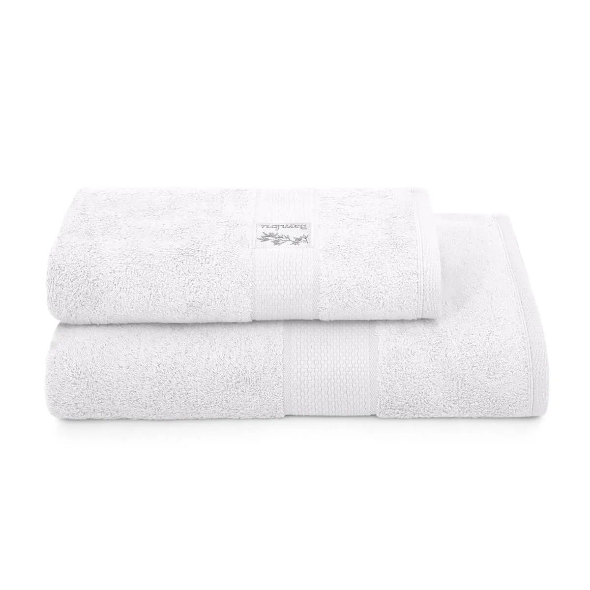 Jogo de Toalhas 2 Peças Bambu 500g/m² Bordado Gigante 86x160cm e Rosto