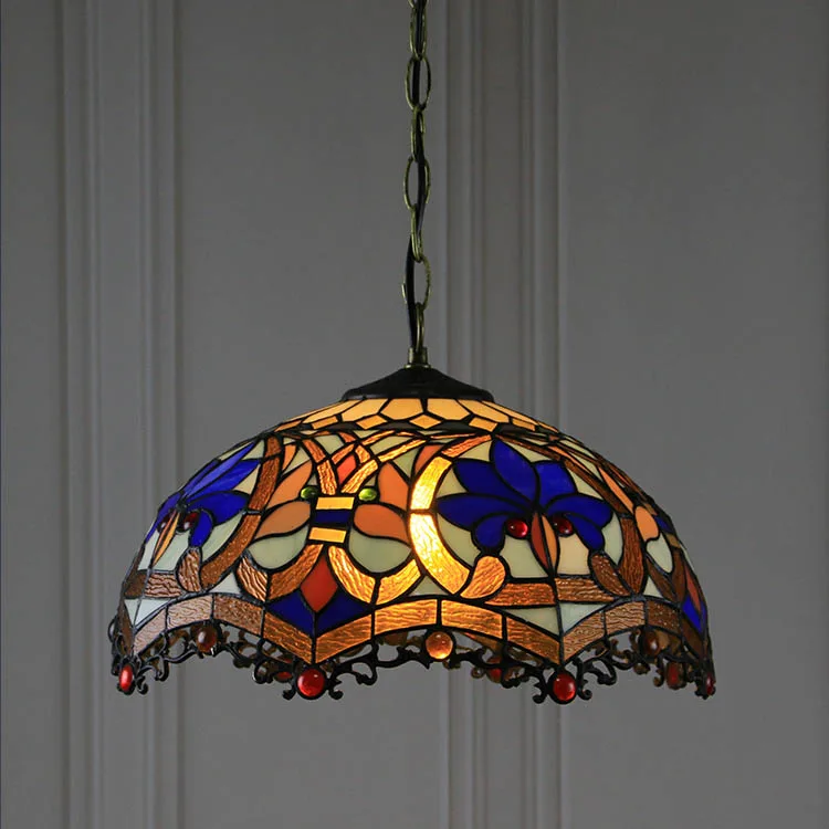Pendente / Plafon Tiffany 16" Floral — Vitral Artesanal