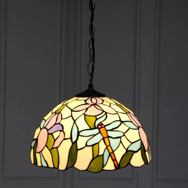 Pendente / Plafon Tiffany 12" Floral — Vitral Artesanal
