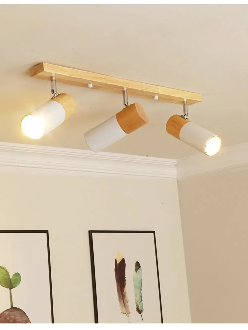 Lustre de Teto Moderno Madeira e Metal Fista - Luz Quente Inclusa