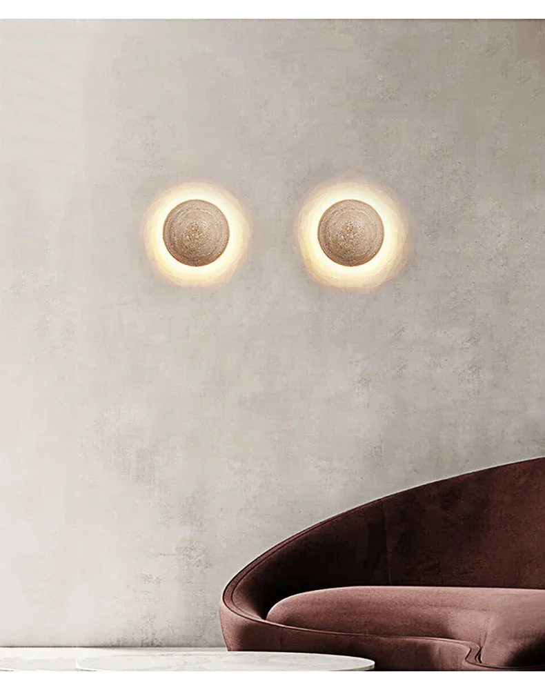 Arandela de Parede Travertino Lua com LED Embutido 10W Bivolt