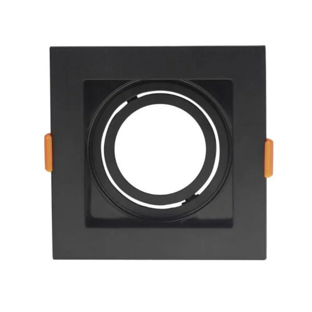 Spot LED Quadrado Recuado GU10 Preto para Interior