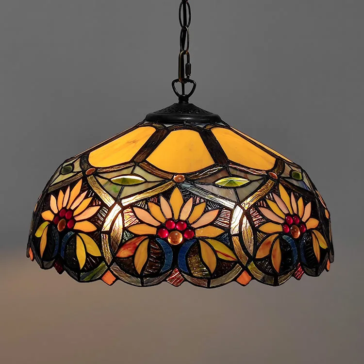 Pendente / Plafon Tiffany 16" Girassol — Vitral Artesanal