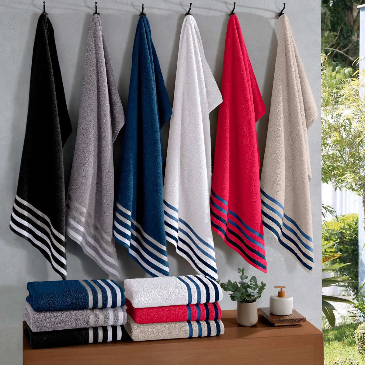 Toalha de Banho Jacquard, Algodão Puro, 460g/m², 70cm x 1,40m, Design Solare