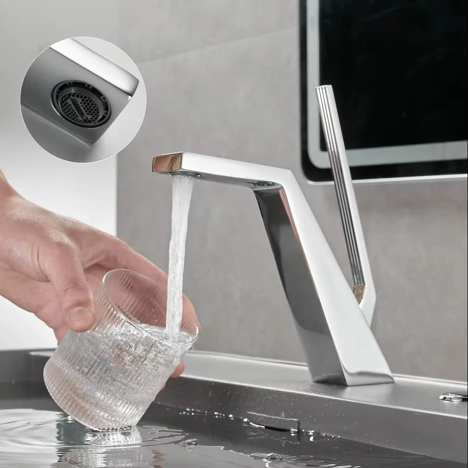 Torneira monocomando guindaste para banheiro e lavabo em aço inox