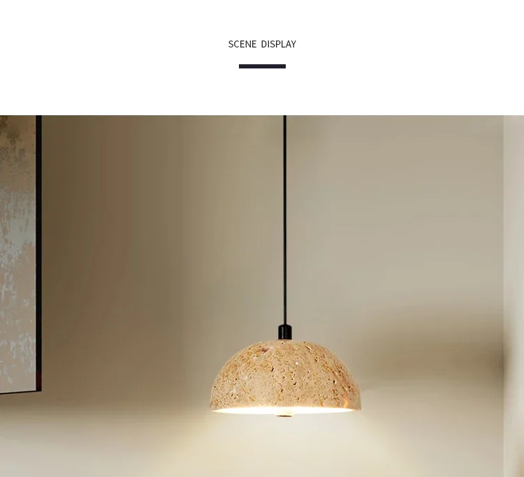 Pendente de teto Colina em pedra travertino com LED integrado