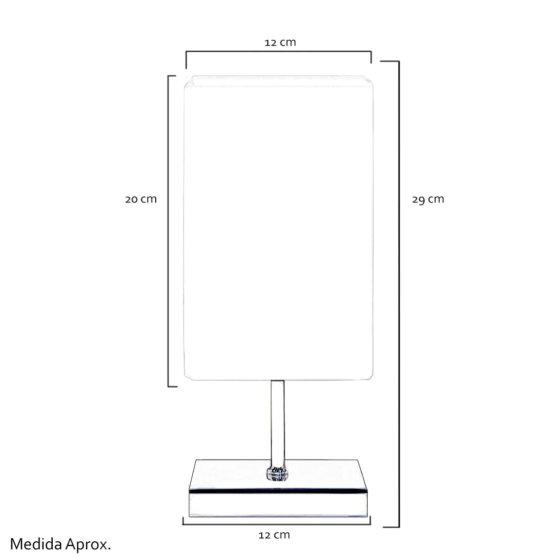 Abajur Quadrado Básico Preto para Mesa