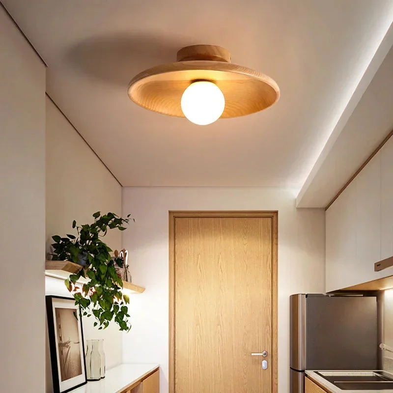 Lustre de Teto Plafon Savana em Madeira Natural - Design Aconchegante