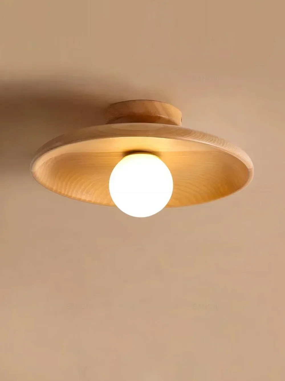 Lustre de Teto Plafon Savana em Madeira Natural - Design Aconchegante