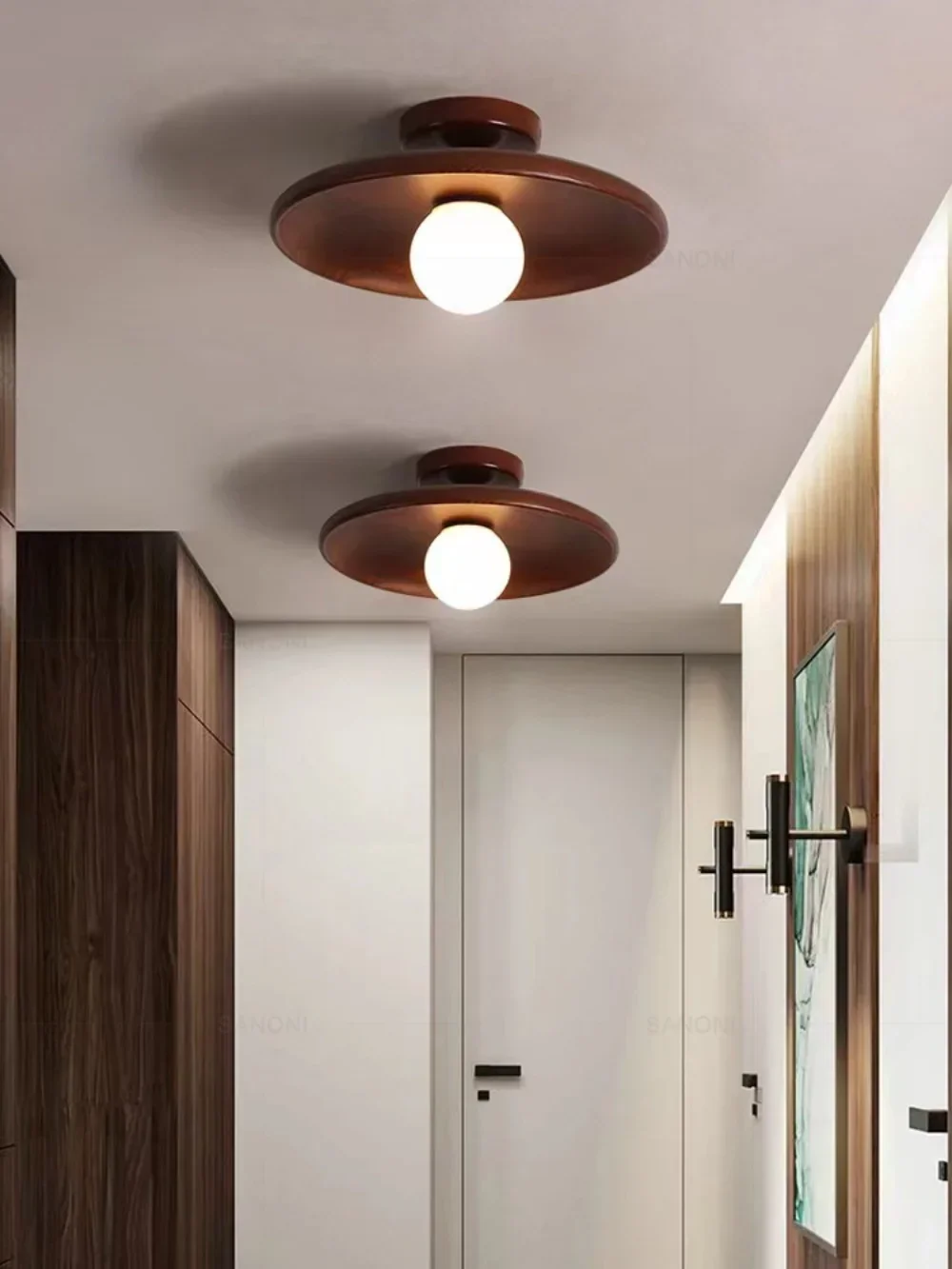 Lustre de Teto Plafon Savana em Madeira Natural - Design Aconchegante