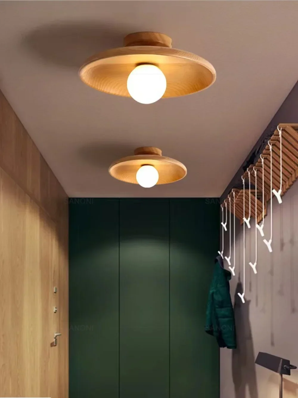 Lustre de Teto Plafon Savana em Madeira Natural - Design Aconchegante