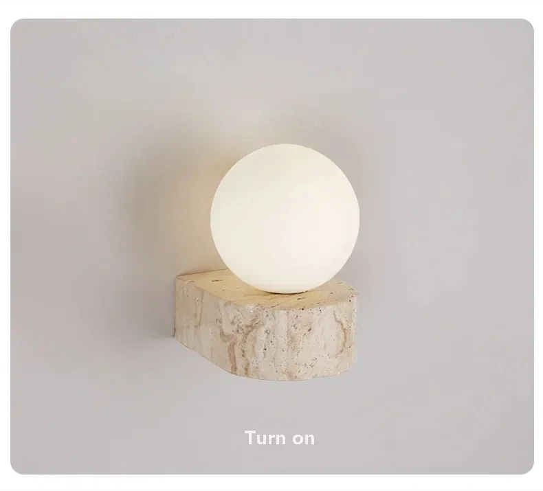 Arandela de Parede Alba em Travertino com Luz Quente Bivolt