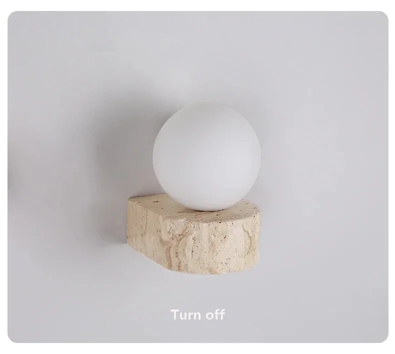 Arandela de Parede Alba em Travertino com Luz Quente Bivolt