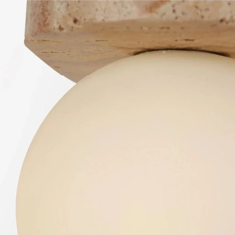 Arandela de Parede Alba em Travertino com Luz Quente Bivolt