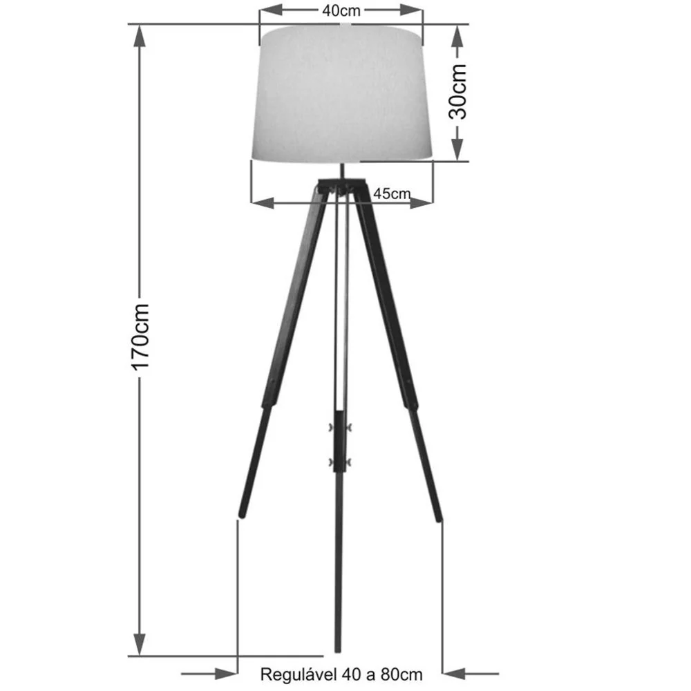 Luminária de Chão Tripé Moderna com Cúpula Amarela
