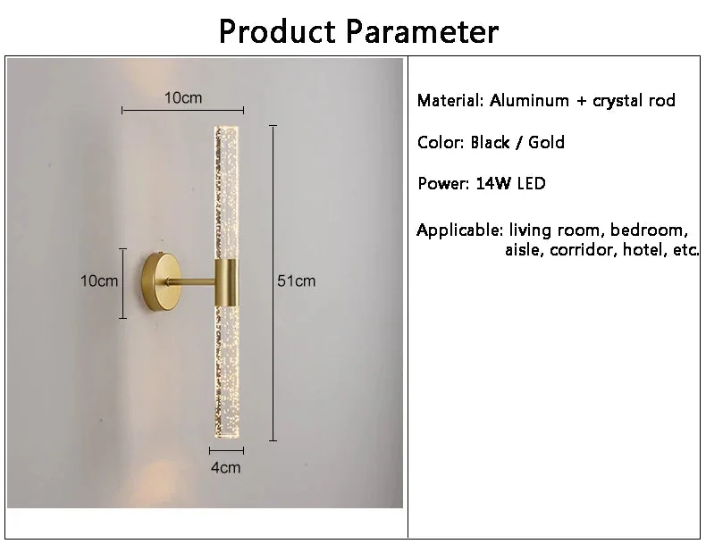 Arandela de Parede Bastão Cilíndrico Diamond LED Bivolt