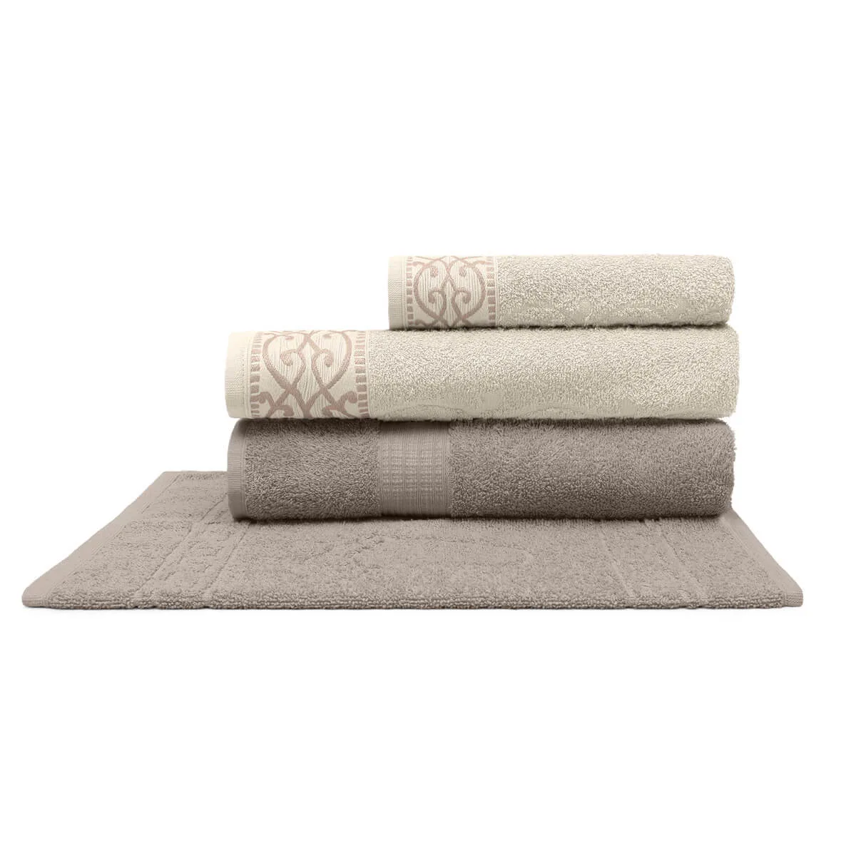 Jogo de Toalhas 4 Peças Algodão 420g/m² com Jacquard 70x140cm