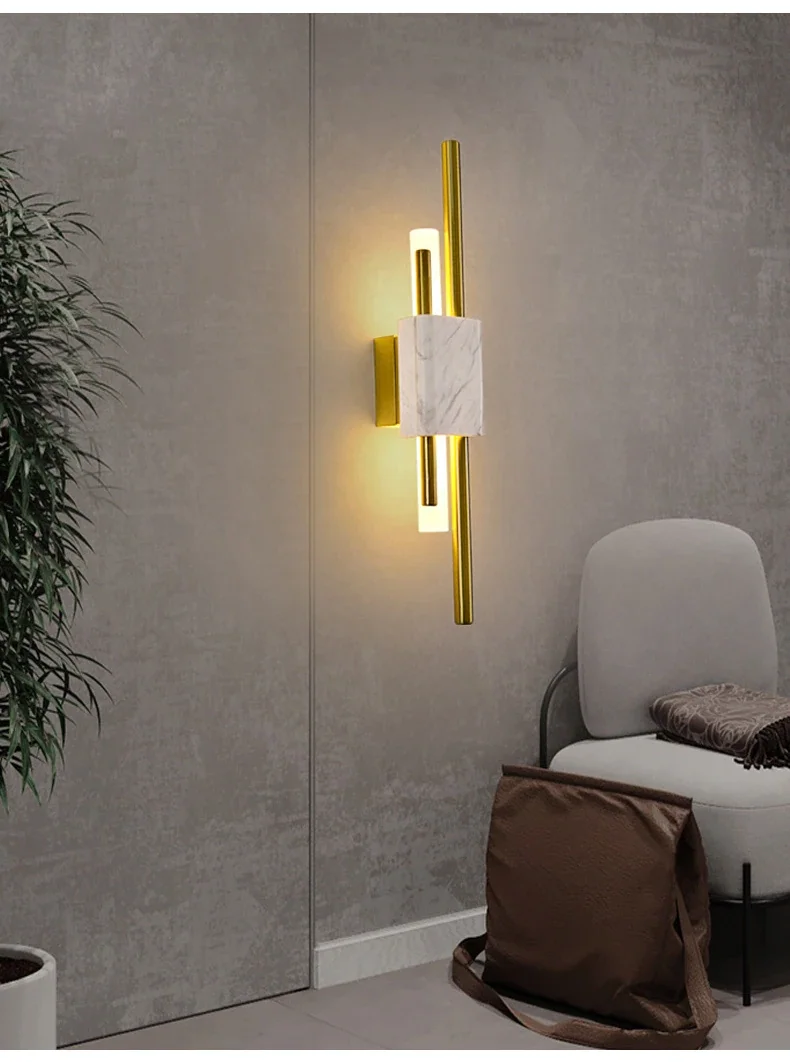 Arandela de Parede LED Bivolt com Design Mármore Moderno