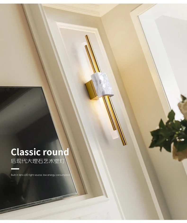 Arandela de Parede LED Bivolt com Design Mármore Moderno