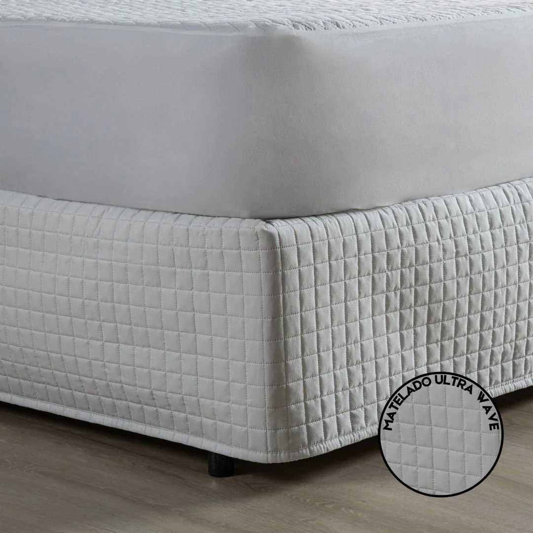 Saia para Cama Box King Matelada Quadriculada 150 Fios