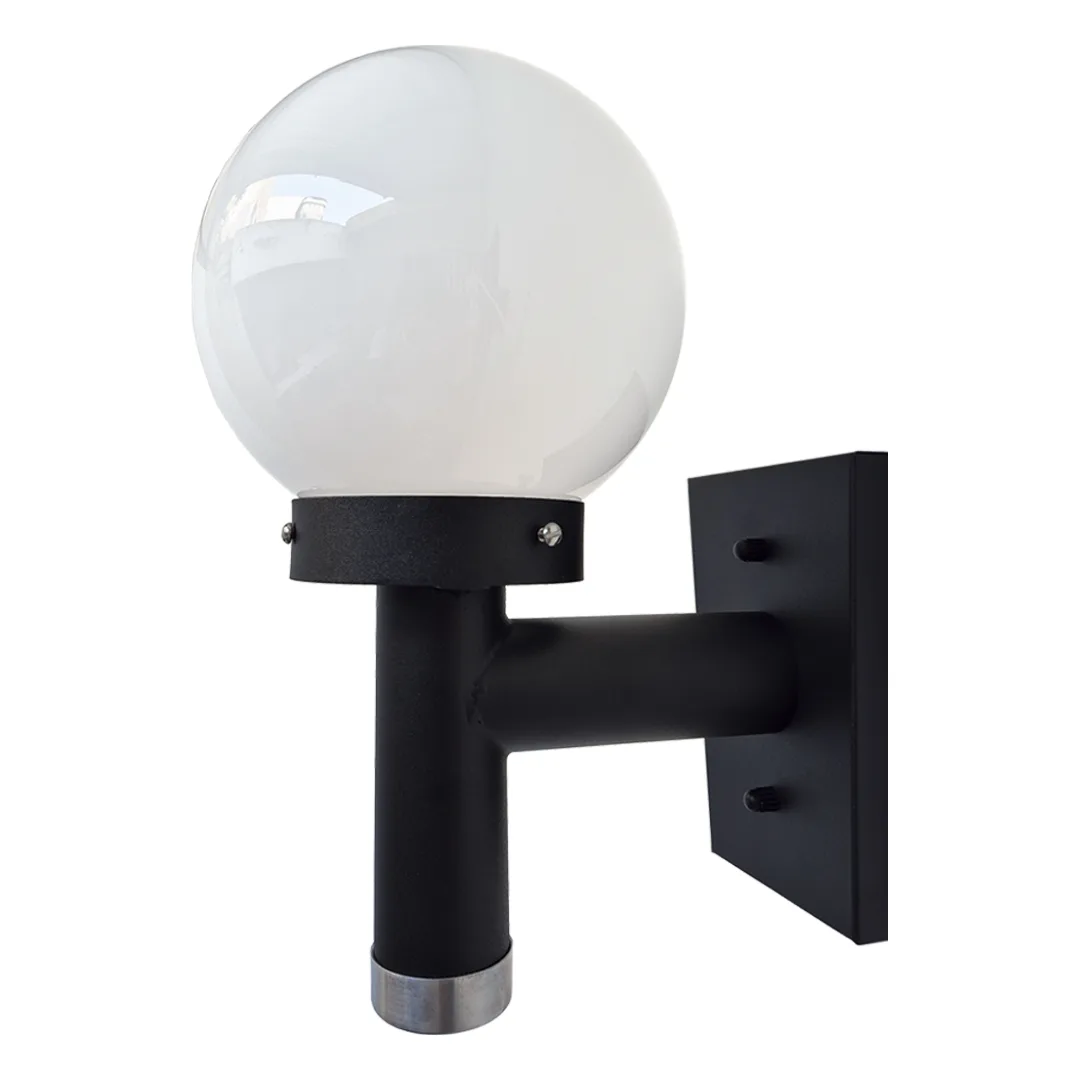 Arandela Externa Colonial Preta com Globo Leitoso 50cm