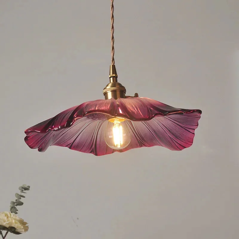 Pendente de Vidro Flower: Design Retrô Minimalista com Lâmpada Inclusa