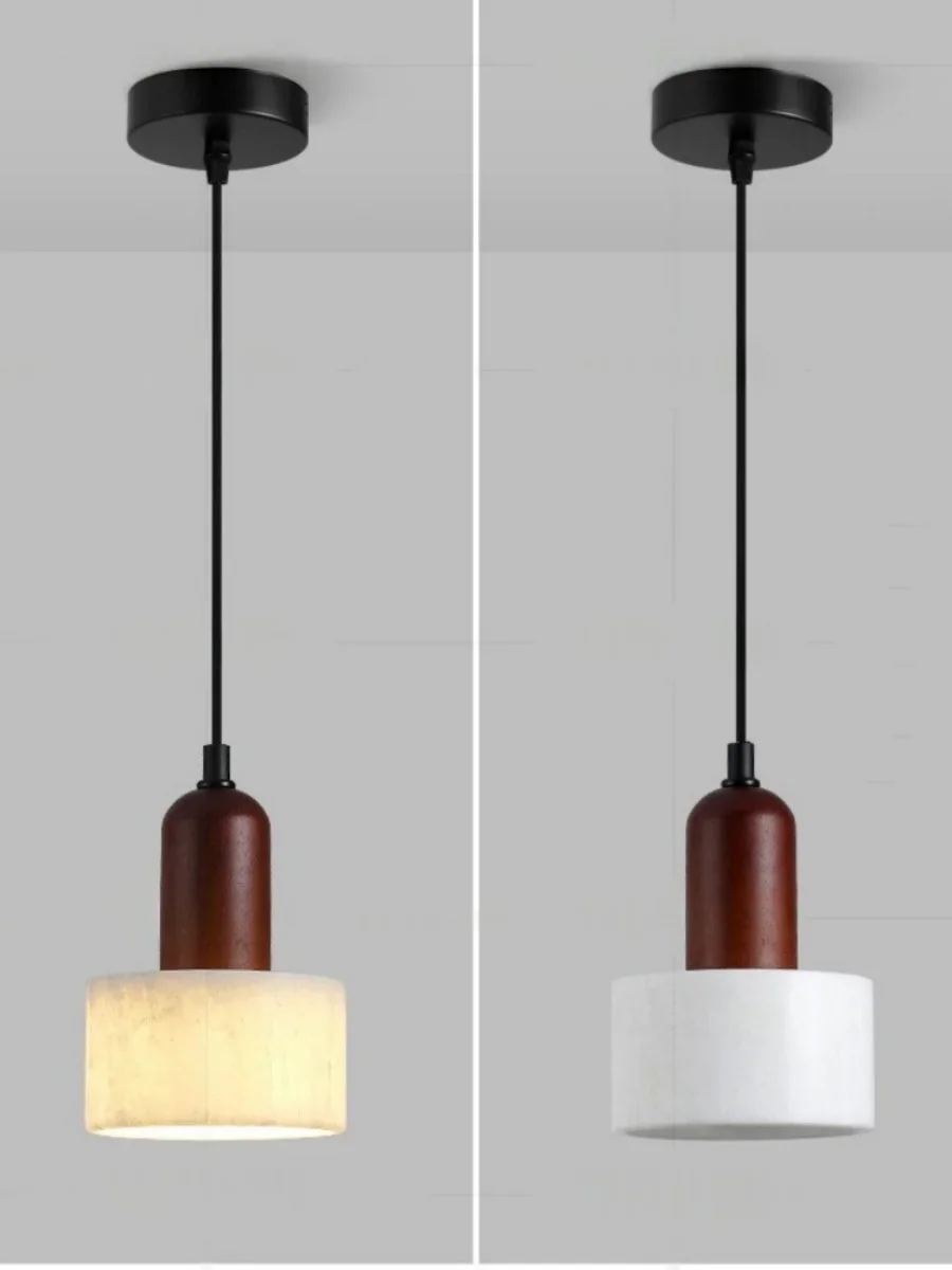Pendente de Ônix Translúcido com Base de Madeira - Iluminação Aconchegante