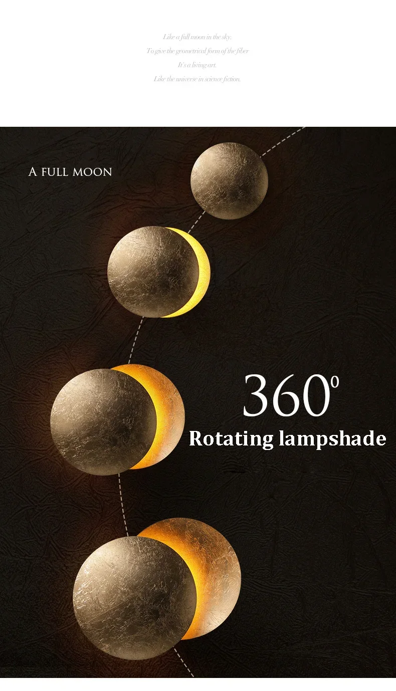 Arandela Luminária de Parede Eclipse Efeito Lua Cheia Decorativa