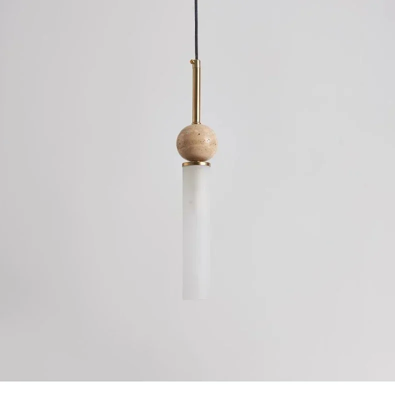 Pendente de teto moderno em travertino com luz difusa G9
