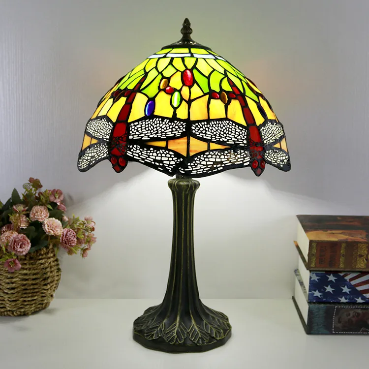 Abajur de Mesa Tiffany 12" Libélula — Vitral Artesanal