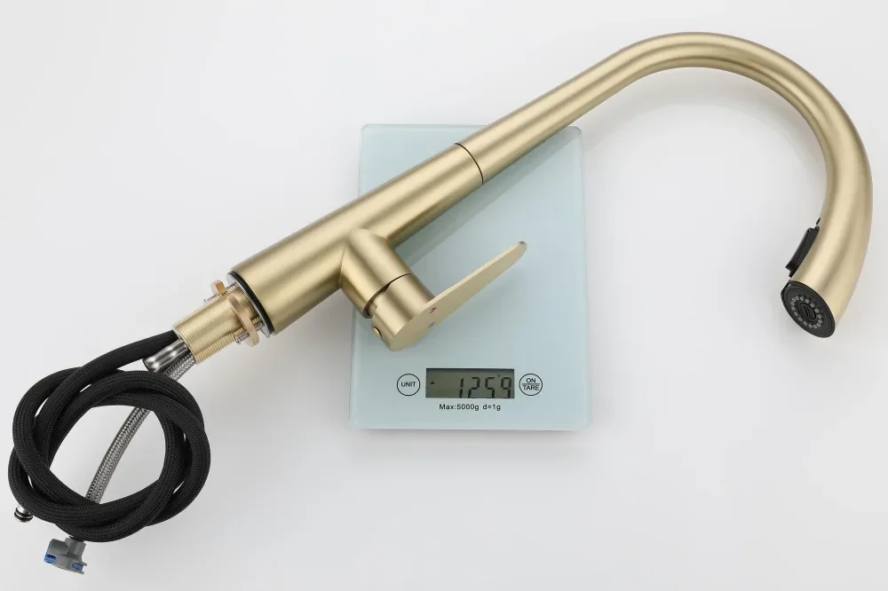 Torneira Monocomando Flexível Curva para Cozinha com Ducha Extensível