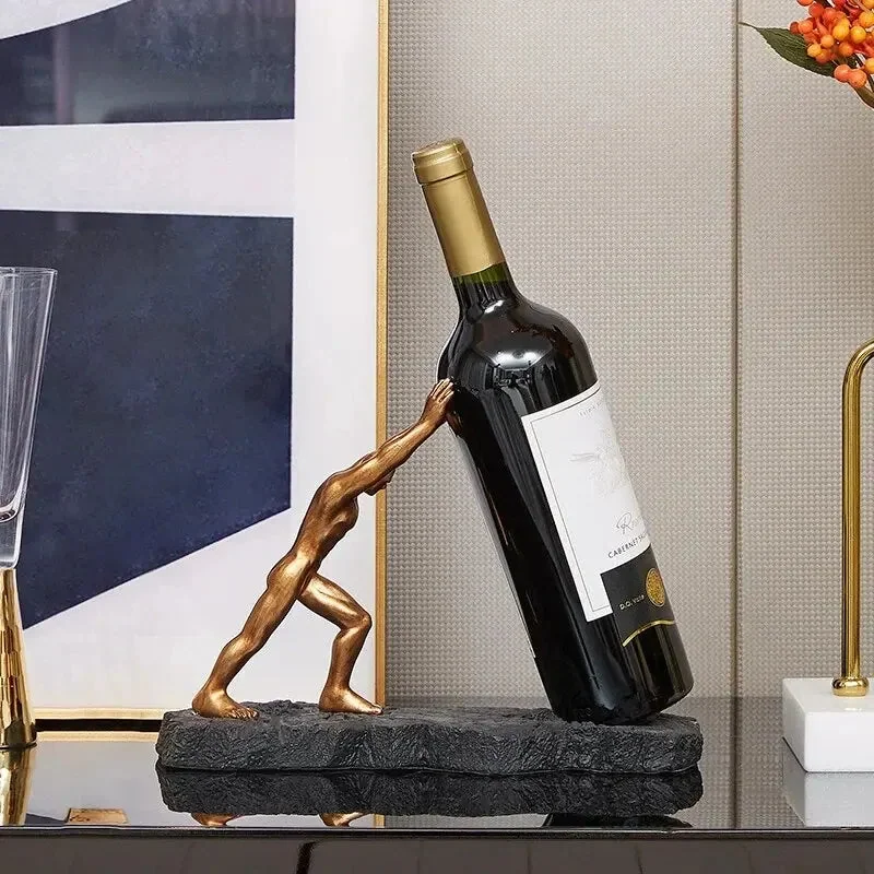 Escultura Decorativa Homem Porta Garrafa Estilo Europeu - Resina Premium