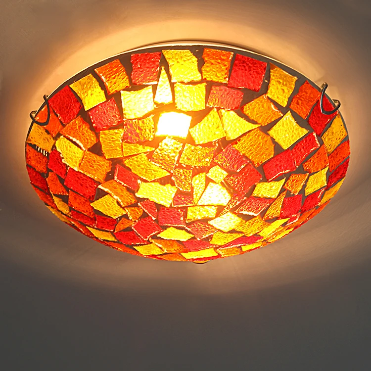 Plafon Tiffany em Mosaico de Vidro Laranja