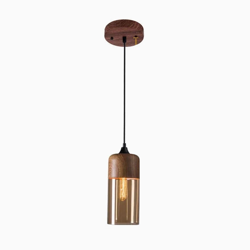 Pendente Metal e Vidro: design sofisticado e toque amadeirado
