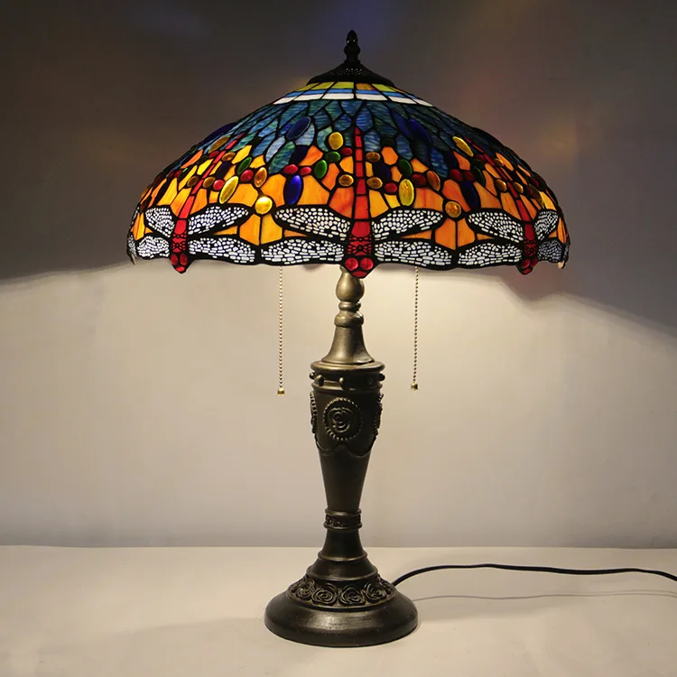 Abajur de Mesa Tiffany 18" Libélula — Vitral Artesanal