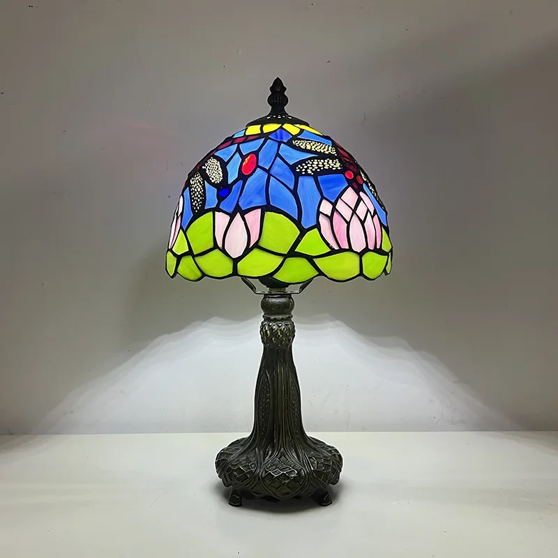 Abajur de Mesa Tiffany 8" Libélula — Vitral Artesanal