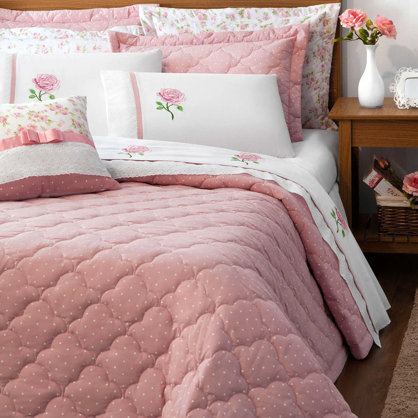 Kit Cobre-Leito Queen Estampado 180 Fios - 7 Peças