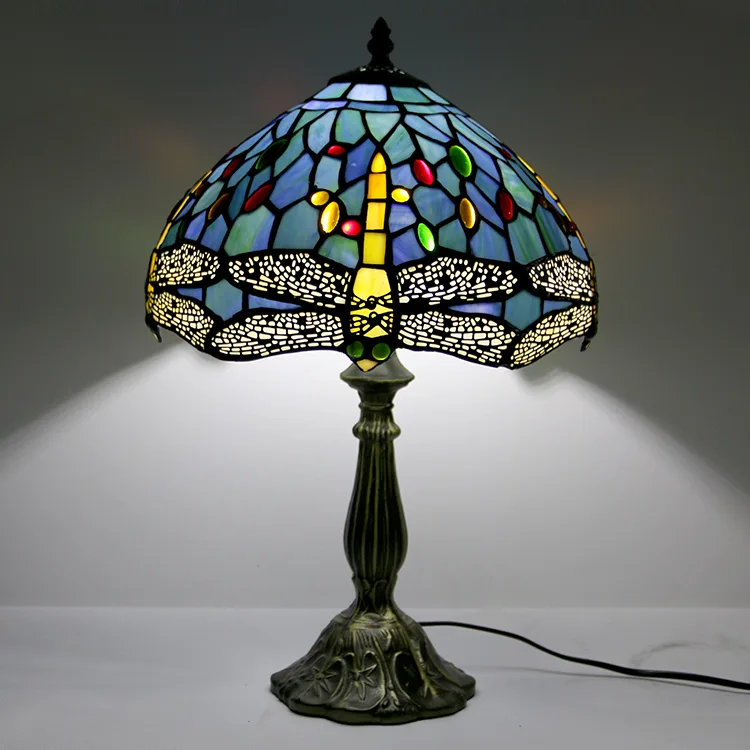 Abajur de Mesa Tiffany 12" Libélula — Vitral Artesanal