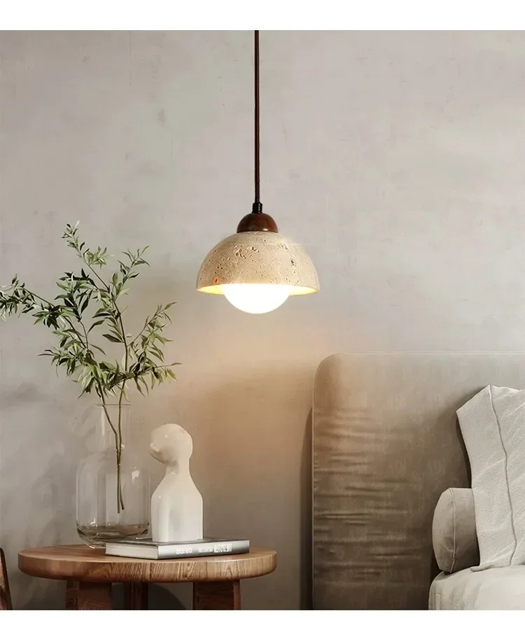 Pendente de Pedra Travertino Melinas: Elegância Natural para Seu Ambiente